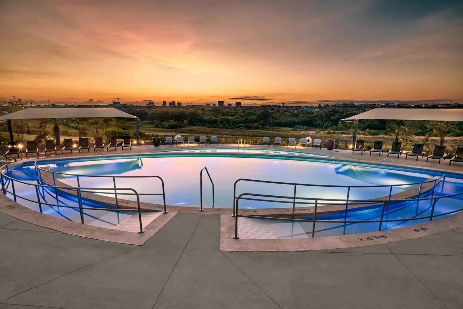 Lounge chairs in the pool