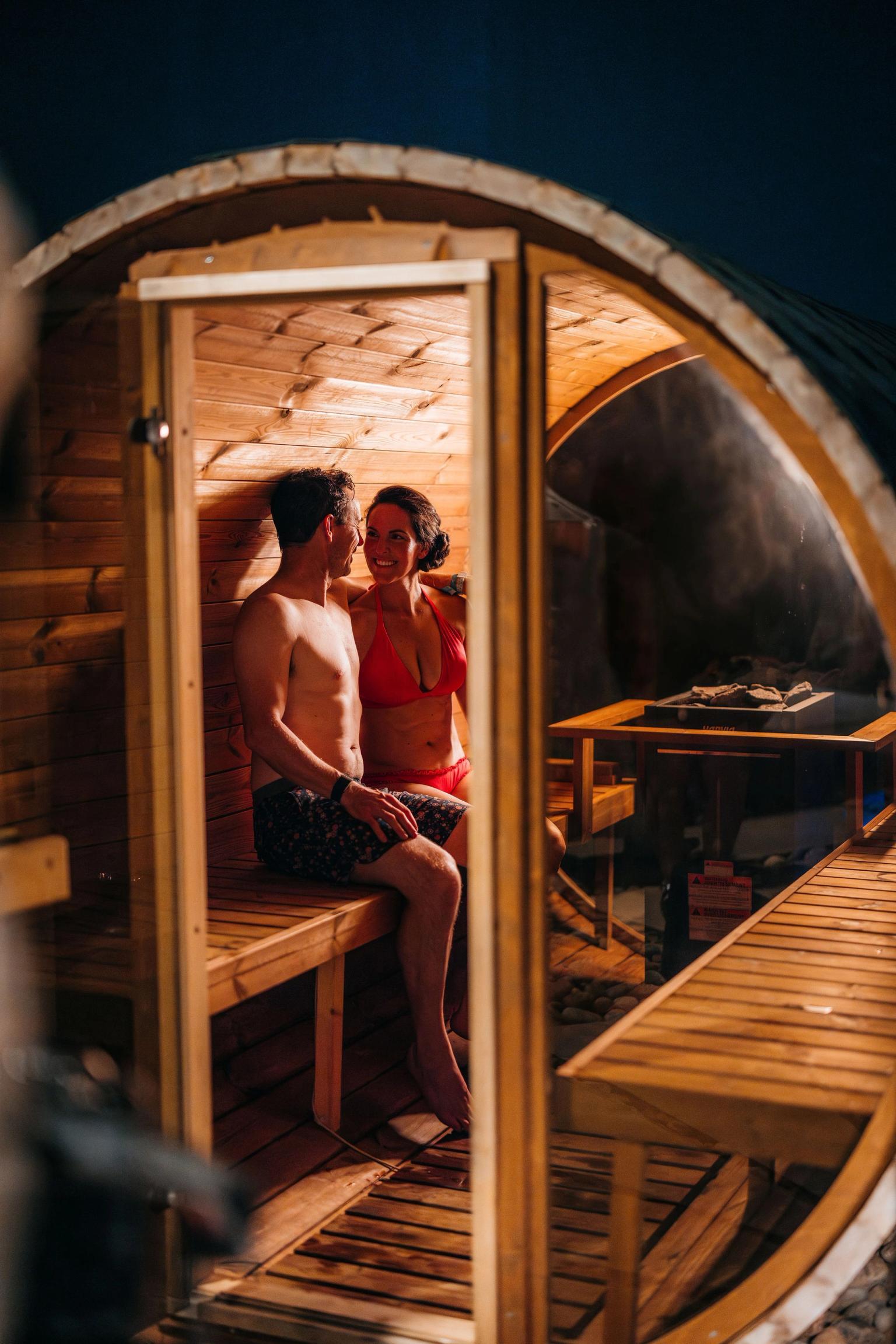 Adult couple in sauna